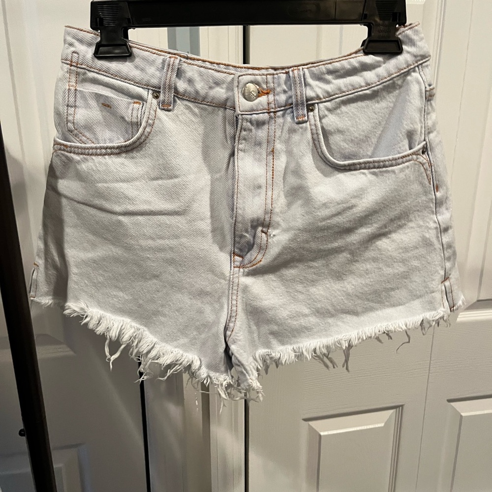 Zara Light Jean Frayed Jean Shorts
